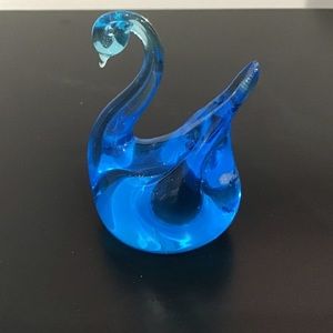 Cobalt blue glass swan